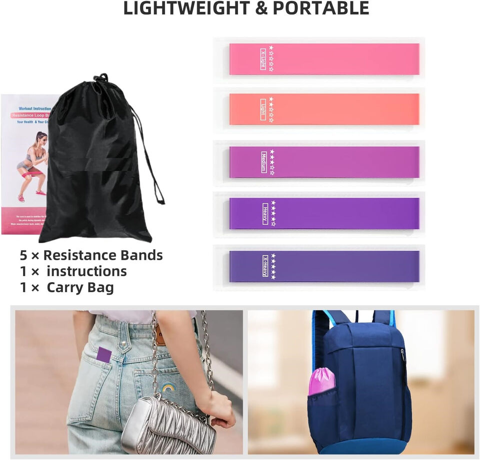 FlexGymPro™ Resistance Loop Exercise Bands For Women Men Kids, Set Of 5